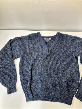 Bonkers Men's V-Neck Sweater Blue Gray Size Large
